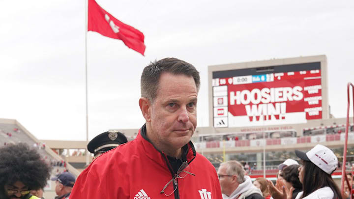 Oct 25, 2025; Bloomington, Indiana, USA; Indiana Hoosiers head coach Curt Cignetti walks off the field after the game against the UCLA Bruins at Memorial Stadium. Oct 25, 2025; Bloomington, Indiana, USA; Indiana Hoosiers head coach Curt Cignetti walks off the field after the game against the UCLA Bruins at Memorial Stadium.