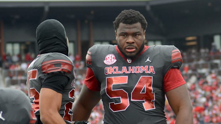 Oklahoma offensive lineman Febechi Nwaiwu Oklahoma offensive lineman Febechi Nwaiwu