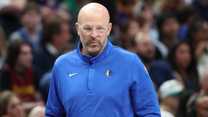 Mar 13, 2026; Dallas, Texas, USA;  Dallas Mavericks head coach Jason Kidd reacts during the second half against the Cleveland Cavaliers at American Airlines Center. Mandatory Credit: Kevin Jairaj-Imagn Images
