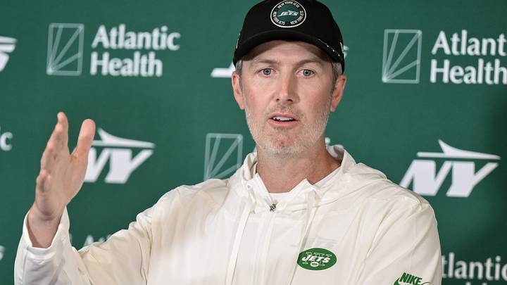 New York Jets general manager Darren Mougey speaks at a press conference during training camp at Atlantic Health Jets Training Center. Mandatory Credit: John Jones-Imagn Images New York Jets general manager Darren Mougey speaks at a press conference during training camp at Atlantic Health Jets Training Center. Mandatory Credit: John Jones-Imagn Images