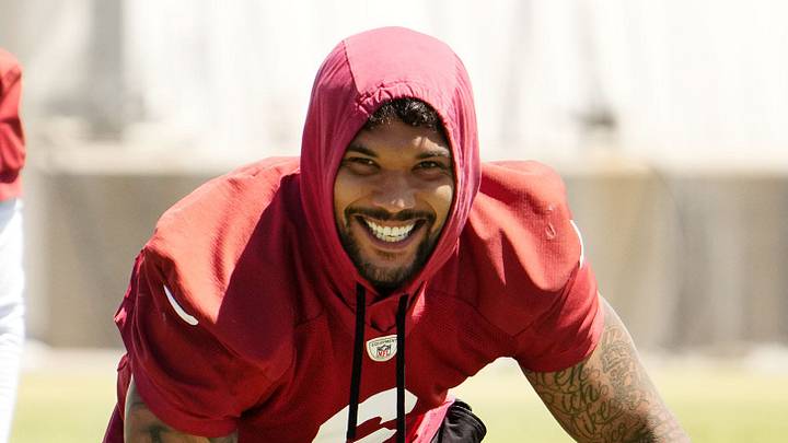 Arizona Cardinals running back James Conner (6) during organized team activities at the Dignity Health Arizona Cardinals Training Center on May 28, 2024. Arizona Cardinals running back James Conner (6) during organized team activities at the Dignity Health Arizona Cardinals Training Center on May 28, 2024.