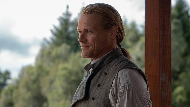 Sam Heughan (“Jamie Fraser”) in Outlander season 8 episode 10. 