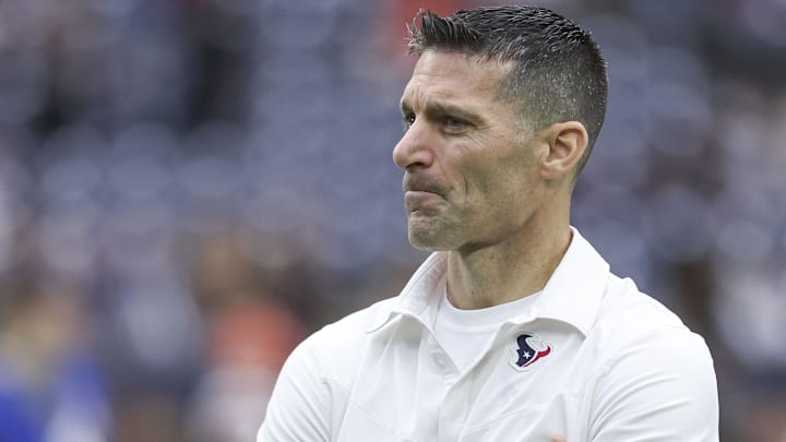 Houston Texans general manager Nick Caserio before a 2024 AFC wild-card game against the Cleveland Browns at NRG Stadium.