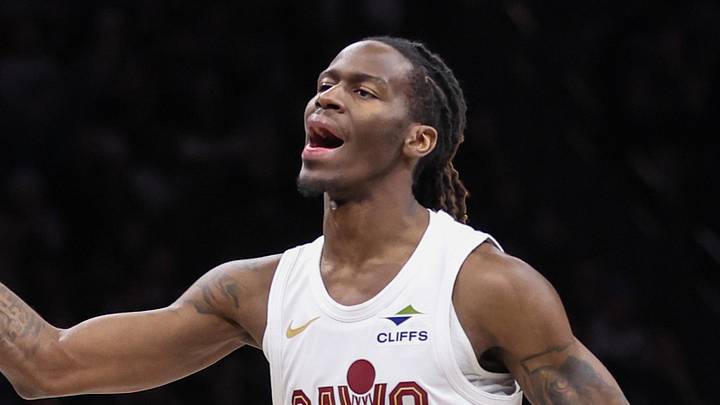 Mar 1, 2026; Brooklyn, New York, USA; Cleveland Cavaliers guard Keon Ellis (14) reacts after getting called for a foul in the second quarter against the Brooklyn Nets at Barclays Center. Mandatory Credit: Wendell Cruz-Imagn Images Mar 1, 2026; Brooklyn, New York, USA; Cleveland Cavaliers guard Keon Ellis (14) reacts after getting called for a foul in the second quarter against the Brooklyn Nets at Barclays Center. Mandatory Credit: Wendell Cruz-Imagn Images