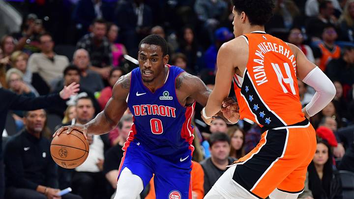 Dec 28, 2025; Inglewood, California, USA; Detroit Pistons center Jalen Duren (0) moves the ball against Los Angeles Clippers center Yanic Konan Niederhauser (14) during the second half at Intuit Dome. Mandatory Credit: Gary A. Vasquez-Imagn Images