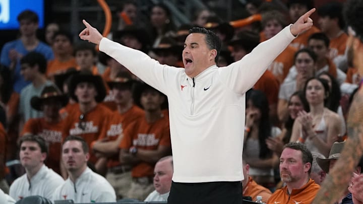 Texas Longhorns head coach Sean Miller sets the play during the first half of the game against the Mississippi Rebels.