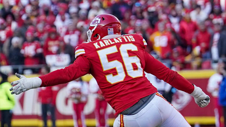 Dec 21, 2024; Kansas City, Missouri, USA; Houston Texans quarterback C.J. Stroud (7) scrambles in the backfield as Kansas City Chiefs defensive end George Karlaftis (56) defends during the second half at GEHA Field at Arrowhead Stadium. Mandatory Credit: Denny Medley-Imagn Images Dec 21, 2024; Kansas City, Missouri, USA; Houston Texans quarterback C.J. Stroud (7) scrambles in the backfield as Kansas City Chiefs defensive end George Karlaftis (56) defends during the second half at GEHA Field at Arrowhead Stadium. Mandatory Credit: Denny Medley-Imagn Images