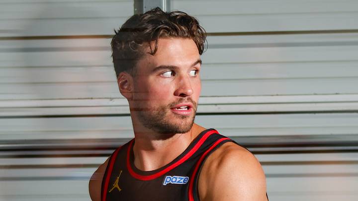 Atlanta Hawks forward Corey Kispert (24) poses for a photo at media day on September 28, 2026. Atlanta Hawks forward Corey Kispert (24) poses for a photo at media day on September 28, 2026.