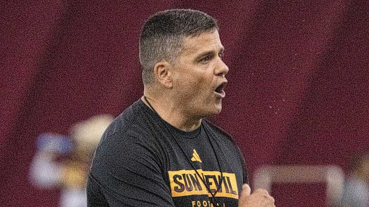 Defensive coordinator Brian Ward instructs his players during ASU fall camp practice on Aug. 2, 2024, at Verde Dickey Dome in Tempe.
