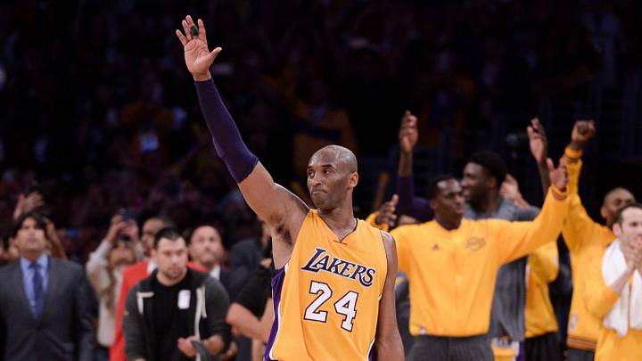 Apr 13, 2016; Los Angeles, CA, USA; Los Angeles Lakers forward Kobe Bryant (24) waves to the crowd as he heads to the bench before the end of the Lakers win over the Utah Jazz at Staples Center. Bryant scored 60 points in the final game of his career. Mandatory Credit: Robert Hanashiro-Imagn Images Apr 13, 2016; Los Angeles, CA, USA; Los Angeles Lakers forward Kobe Bryant (24) waves to the crowd as he heads to the bench before the end of the Lakers win over the Utah Jazz at Staples Center. Bryant scored 60 points in the final game of his career. Mandatory Credit: Robert Hanashiro-Imagn Images