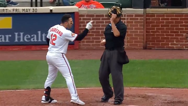 Ramón Laureano was ejected from Wednesday's game after spiking his helmet and his bat.