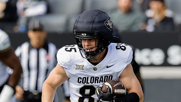 Apr 19, 2025; Boulder, CO, USA; Colorado Buffaloes tight end Zach Atkins (85) during the spring game at Folsom Field.