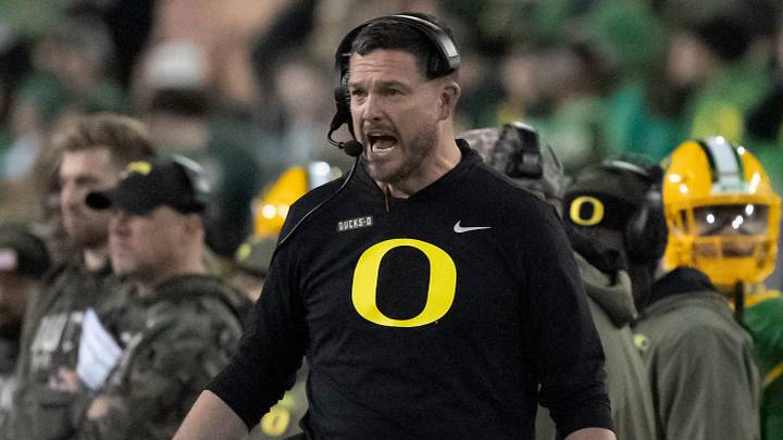 Oregon head coach Dan Lanning yells on the sideline as the Oregon Ducks host the Maryland Terrapins at Autzen Stadium Saturday, Nov. 9, 2024 in Eugene, Ore. | Ben Lonergan/The Register-Guard Oregon head coach Dan Lanning yells on the sideline as the Oregon Ducks host the Maryland Terrapins at Autzen Stadium Saturday, Nov. 9, 2024 in Eugene, Ore. | Ben Lonergan/The Register-Guard