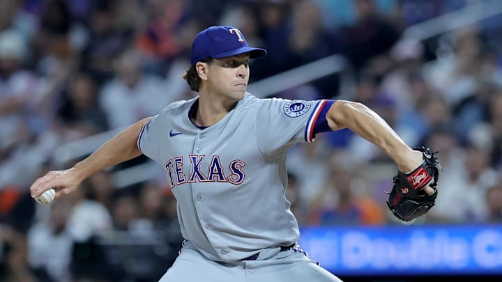 Texas Rangers starting pitcher Jacob deGrom. Texas Rangers starting pitcher Jacob deGrom.