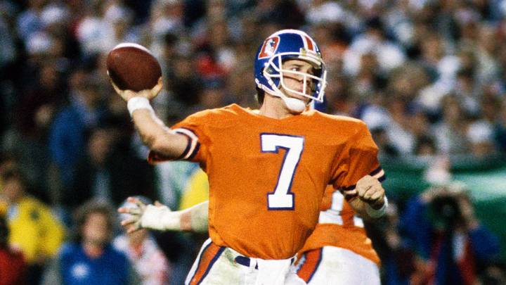 Jan 31, 1988; San Diego, CA, USA; FILE PHOTO; Denver Broncos quarterback (7) John Elway in action against the Washington Redskins in Super Bowl XXII at Jack Murphy Stadium. The Redskins defeated the Broncos 42-10. Mandatory Credit: Photo By Malcolm Emmons- USA TODAY Sports © Copyright Malcolm Emmons Jan 31, 1988; San Diego, CA, USA; FILE PHOTO; Denver Broncos quarterback (7) John Elway in action against the Washington Redskins in Super Bowl XXII at Jack Murphy Stadium. The Redskins defeated the Broncos 42-10. Mandatory Credit: Photo By Malcolm Emmons- USA TODAY Sports © Copyright Malcolm Emmons
