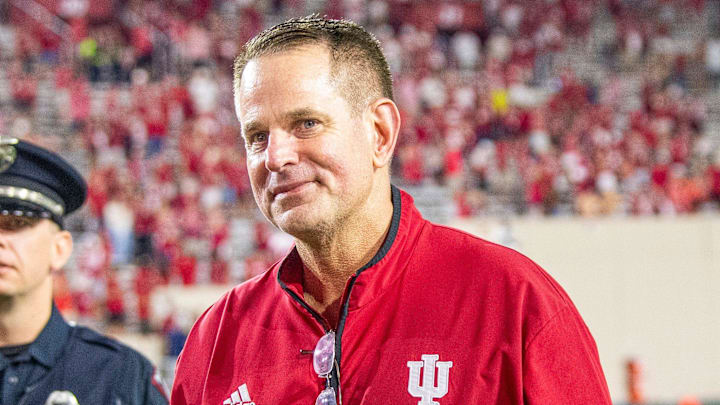 Indiana coach Curt Cignetti walks off the field after defeating Illinois on Sept. 20, 2025, at Memorial Stadium.