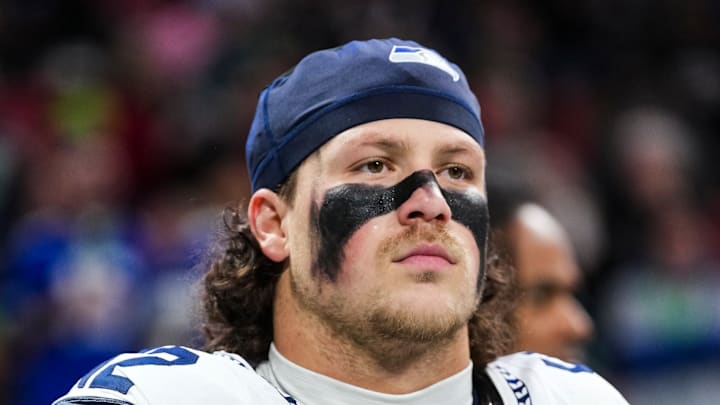 Drake Thomas of the Seattle Seahawks on the sidelines Drake Thomas of the Seattle Seahawks on the sidelines