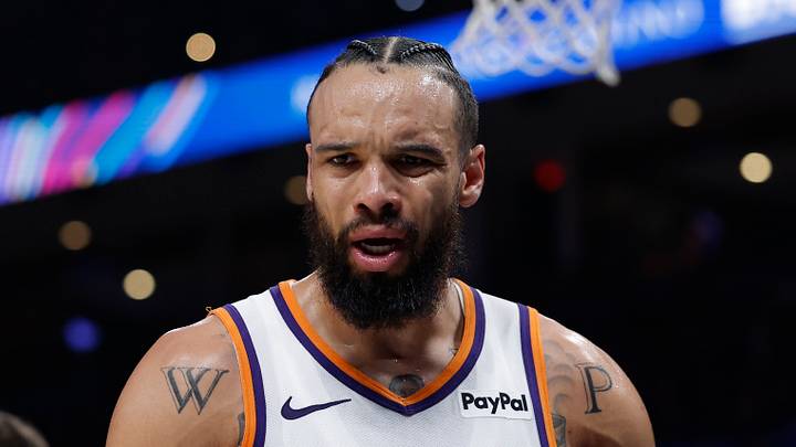 Oklahoma City, Oklahoma, USA; Phoenix Suns forward Dillon Brooks (3) reacts after a play against the Oklahoma City Thunder in the second half during game two of the first round of the 2026 NBA Playoffs at Paycom Center on Apr 22, 2026. Oklahoma City, Oklahoma, USA; Phoenix Suns forward Dillon Brooks (3) reacts after a play against the Oklahoma City Thunder in the second half during game two of the first round of the 2026 NBA Playoffs at Paycom Center on Apr 22, 2026.
