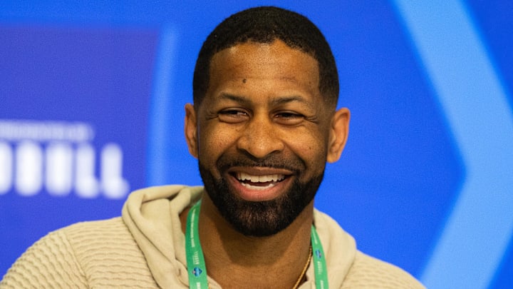 Feb 27, 2024; Indianapolis, IN, USA; Cleveland Browns Executive Vice President of Football Operations and General Manager Andrew Berry talks to the media at the 2024 NFL Combine at Indiana Convention Center. Mandatory Credit: Trevor Ruszkowski-Imagn Images Feb 27, 2024; Indianapolis, IN, USA; Cleveland Browns Executive Vice President of Football Operations and General Manager Andrew Berry talks to the media at the 2024 NFL Combine at Indiana Convention Center. Mandatory Credit: Trevor Ruszkowski-Imagn Images