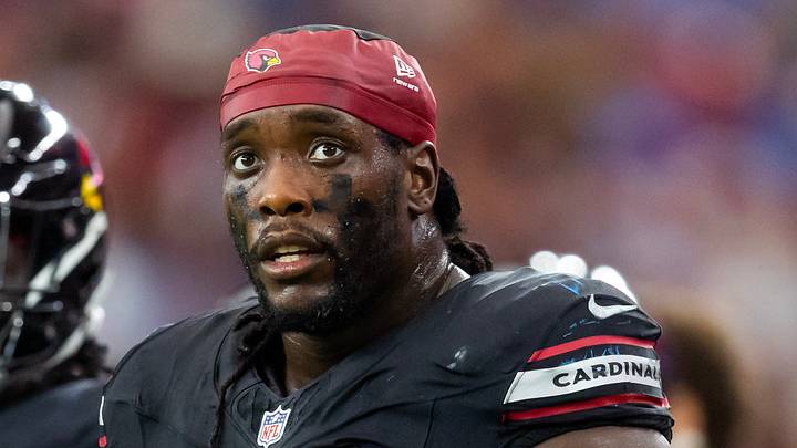 Oct 11, 2026; Glendale, Arizona, USA; Arizona Cardinals defensive lineman Darius Robinson (56) against the Detroit Lions at State Farm Stadium. Mandatory Credit: Mark J. Rebilas-Imagn Images