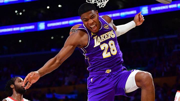 Apr 29, 2026; Los Angeles, California, USA; Los Angeles Lakers forward Rui Hachimura (28) dunks for the basket against the Houston Rockets during the first half in game five of the first round of the 2026 NBA Playoffs at Crypto.com Arena. Mandatory Credit: Gary A. Vasquez-Imagn Images Apr 29, 2026; Los Angeles, California, USA; Los Angeles Lakers forward Rui Hachimura (28) dunks for the basket against the Houston Rockets during the first half in game five of the first round of the 2026 NBA Playoffs at Crypto.com Arena. Mandatory Credit: Gary A. Vasquez-Imagn Images