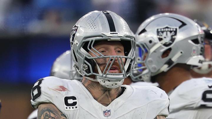 Nov 30, 2025; Inglewood, California, USA; Las Vegas Raiders defensive end Maxx Crosby (98) reacts during the second half at SoFi Stadium. Mandatory Credit: Kiyoshi Mio-Imagn Images Nov 30, 2025; Inglewood, California, USA; Las Vegas Raiders defensive end Maxx Crosby (98) reacts during the second half at SoFi Stadium. Mandatory Credit: Kiyoshi Mio-Imagn Images