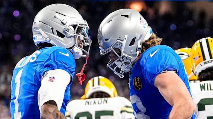 Detroit Lions wide receiver Isaac TeSlaa (18).