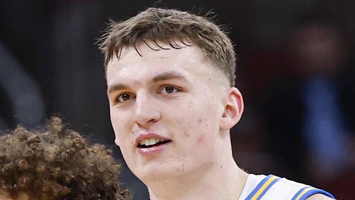 Mar 12, 2026; Chicago, IL, USA; UCLA Bruins guard Trent Perry (0) and forward Tyler Bilodeau (34) smile during the second half at United Center. Mandatory Credit: Kamil Krzaczynski-Imagn Images Mar 12, 2026; Chicago, IL, USA; UCLA Bruins guard Trent Perry (0) and forward Tyler Bilodeau (34) smile during the second half at United Center. Mandatory Credit: Kamil Krzaczynski-Imagn Images
