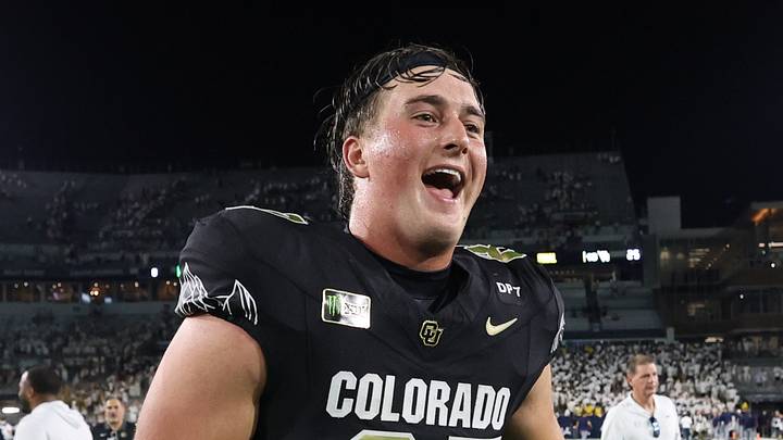 Sep 3, 2026; Atlanta, Georgia, USA; Colorado Buffaloes tight end Charlie Williams (87) reacts after the game against the Georgia Tech Yellow Jackets at Bobby Dodd Stadium at Hyundai Field. Sep 3, 2026; Atlanta, Georgia, USA; Colorado Buffaloes tight end Charlie Williams (87) reacts after the game against the Georgia Tech Yellow Jackets at Bobby Dodd Stadium at Hyundai Field.