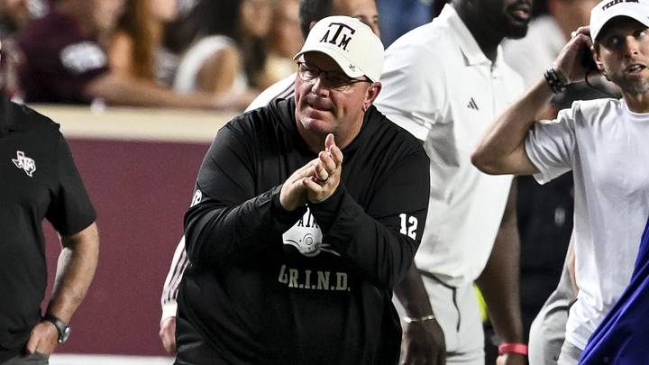 Texas A&M Aggies head coach Mike Elko reacts after the win over the Florida Gators at Kyle Field. Texas A&M Aggies head coach Mike Elko reacts after the win over the Florida Gators at Kyle Field.