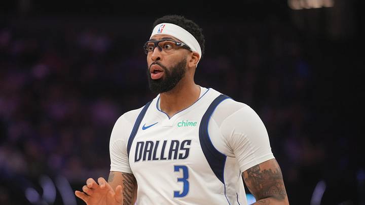 Jan 6, 2026; Sacramento, California, USA; Dallas Mavericks forward Anthony Davis (3) reacts after being fouled against the Sacramento Kings in the first quarter at the Golden 1 Center. Mandatory Credit: Cary Edmondson-Imagn Images