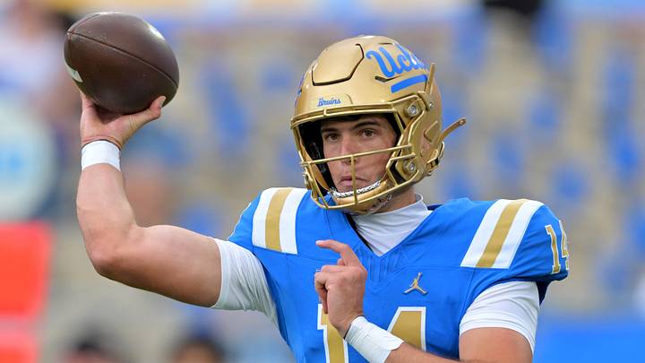 Oct 17, 2026; Pasadena, California, USA; UCLA Bruins quarterback Ty Dieffenbach (14) passes in the first half against the Wisconsin Badgers at the Rose Bowl. Mandatory Credit: Jayne Kamin-Oncea-Imagn Images Oct 17, 2026; Pasadena, California, USA; UCLA Bruins quarterback Ty Dieffenbach (14) passes in the first half against the Wisconsin Badgers at the Rose Bowl. Mandatory Credit: Jayne Kamin-Oncea-Imagn Images