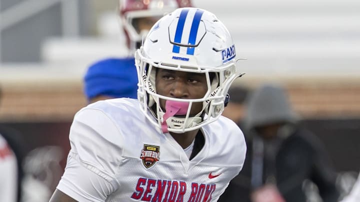 Former Georgia State wide receiver Ted Hurst lines up during American Senior Bowl practice.