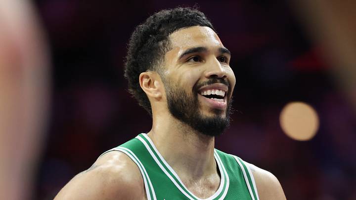 Apr 30, 2026; Philadelphia, Pennsylvania, USA; Boston Celtics forward Jayson Tatum (0) prepares to take a foul shot against the Philadelphia 76ers during the second quarter at Xfinity Mobile Arena. Mandatory Credit: Bill Streicher-Imagn Images