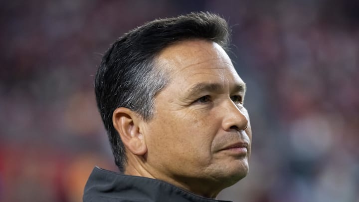 Dec 25, 2022; Glendale, Arizona, USA; Personal trainer Alex Guerrero on the Tampa Bay Buccaneers sidelines during the game against the Arizona Cardinals at State Farm Stadium. Mandatory Credit: Mark J. Rebilas-Imagn Images