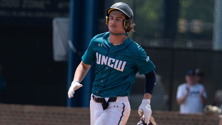 Tanner Thach heads to second base as UNCW faced The College of Charelston in the CAA Finals Sunday. Mat 26, 2024. Tanner Thach heads to second base as UNCW faced The College of Charelston in the CAA Finals Sunday. Mat 26, 2024.