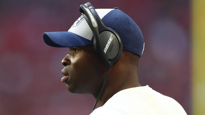 Carolina Panthers defensive coordinator Ejiro Evero