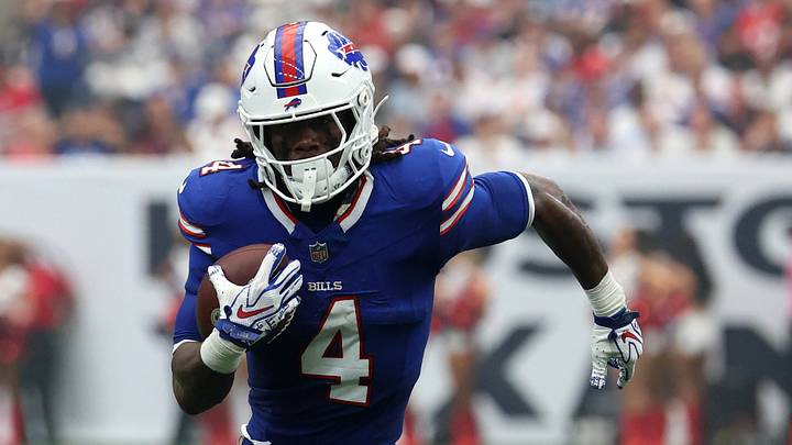 Sep 13, 2026; Houston, Texas, USA; Buffalo Bills running back James Cook III (4) runs with the ball against the Houston Texans during the first quarter at Reliant Stadium. Mandatory Credit: Thomas Shea-Imagn Images Sep 13, 2026; Houston, Texas, USA; Buffalo Bills running back James Cook III (4) runs with the ball against the Houston Texans during the first quarter at Reliant Stadium. Mandatory Credit: Thomas Shea-Imagn Images