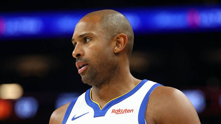 Apr 17, 2026; Phoenix, Arizona, USA; Golden State Warriors center Al Horford (20) against the Phoenix Suns during the play-in rounds of the 2026 NBA Playoffs at Mortgage Matchup Center. Mandatory Credit: Mark J. Rebilas-Imagn Images