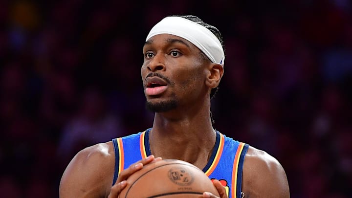May 11, 2026; Los Angeles, California, USA; Oklahoma City Thunder guard Shai Gilgeous-Alexander (2) during the second half in game four of the second round of the 2026 NBA Playoffs at Crypto.com Arena. Mandatory Credit: Gary A. Vasquez-Imagn Images