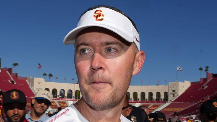 Southern California Trojans head coach Lincoln Riley reacts after a game against the Wisconsin Badgers at United Airlines Field at Los Angeles Memorial Coliseum. Mandatory Credit: Kirby Lee-Imagn Images