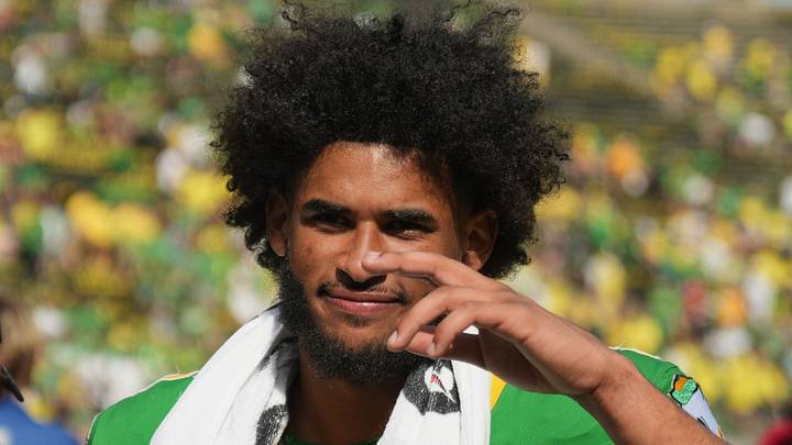 Oregon Ducks quarterback Dante Moore after the win over Montana State Oregon Ducks quarterback Dante Moore after the win over Montana State