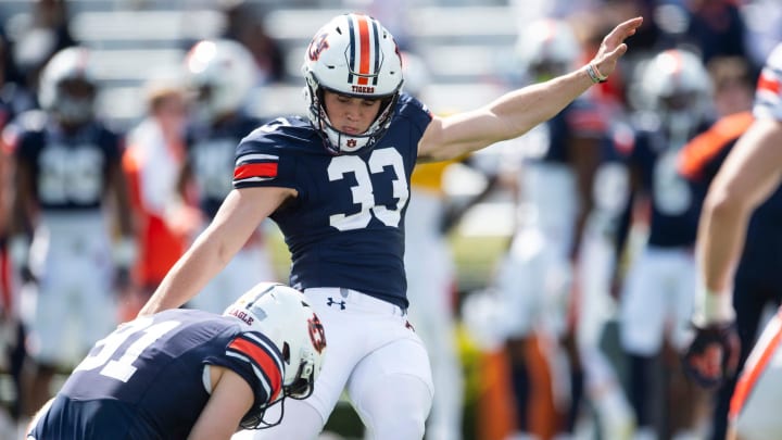 Auburn Tigers kicker freshman kicker Towns McGough had a busy night in Auburn's 73-3 victory over Alabama A&M. Auburn Tigers kicker freshman kicker Towns McGough had a busy night in Auburn's 73-3 victory over Alabama A&M.