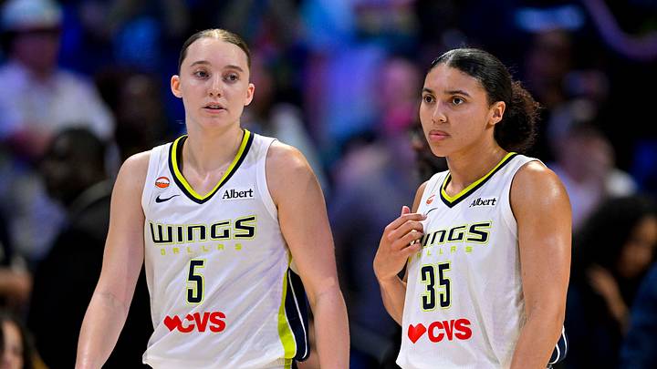 Dallas Wings guard Paige Bueckers (5) and guard Azzi Fudd (35) Dallas Wings guard Paige Bueckers (5) and guard Azzi Fudd (35)