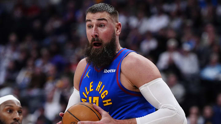 Mar 11, 2026; Denver, Colorado, USA; Denver Nuggets center Jonas Valanciunas (17) controls the ball in the fourth quarter against the Houston Rockets at Ball Arena. Mandatory Credit: Ron Chenoy-Imagn Images Mar 11, 2026; Denver, Colorado, USA; Denver Nuggets center Jonas Valanciunas (17) controls the ball in the fourth quarter against the Houston Rockets at Ball Arena. Mandatory Credit: Ron Chenoy-Imagn Images