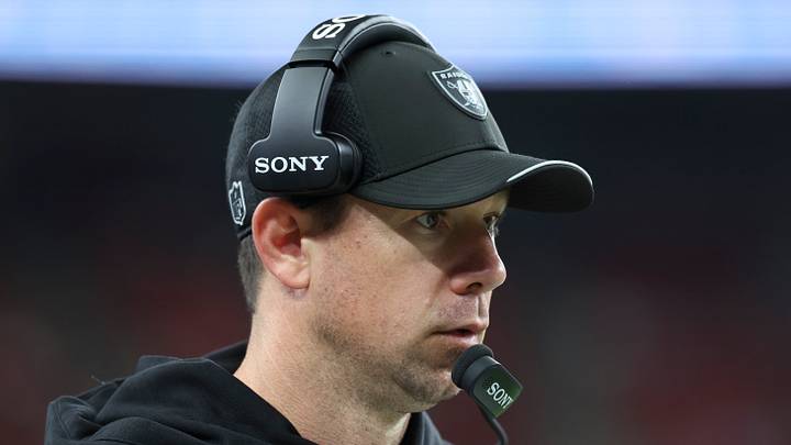 Aug 20, 2026; Houston, Texas, USA;  Las Vegas Raiders head coach Klint Kubiak walks on the sideline during the fourth quarter against the Houston Texans at Reliant Stadium. Mandatory Credit: Troy Taormina-Imagn Images