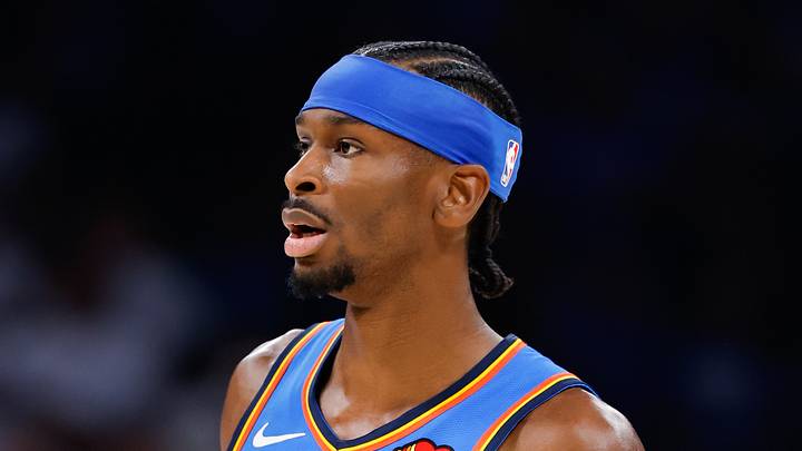 May 20, 2026; Oklahoma City, Oklahoma, USA; Oklahoma City Thunder guard Shai Gilgeous-Alexander (2) reacts to a play during the fourth quarter against the San Antonio Spurs during game two of the western conference finals for the 2026 NBA playoffs at Paycom Center. Mandatory Credit: Alonzo Adams-Imagn Images May 20, 2026; Oklahoma City, Oklahoma, USA; Oklahoma City Thunder guard Shai Gilgeous-Alexander (2) reacts to a play during the fourth quarter against the San Antonio Spurs during game two of the western conference finals for the 2026 NBA playoffs at Paycom Center. Mandatory Credit: Alonzo Adams-Imagn Images