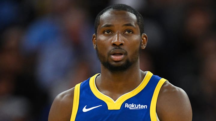 Nov 4, 2025; San Francisco, California, USA; Golden State Warriors forward Jonathan Kuminga (1) looks on against the Phoenix Suns in the third quarter at Chase Center. Mandatory Credit: Eakin Howard-Imagn Images