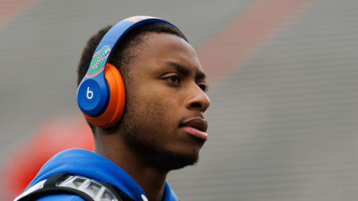 Nov 29, 2025; Gainesville, Florida, USA; Florida Gators quarterback DJ Lagway (2) walks on the field during Gator Walk before a game against the Florida State Seminoles at Ben Hill Griffin Stadium. Mandatory Credit: Matt Pendleton-Imagn Images
