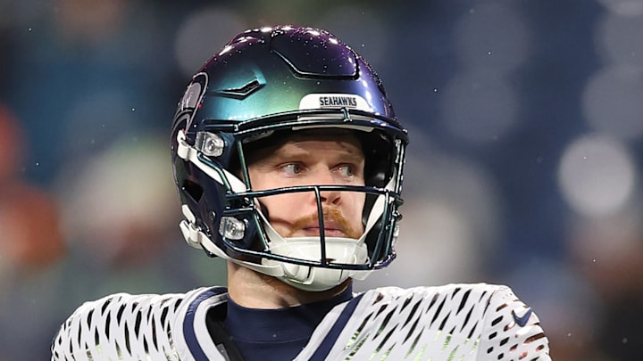 Sam Darnold of the Seattle Seahawks throws a pass